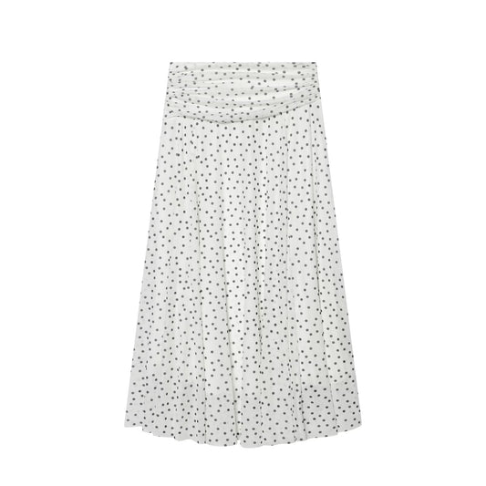 Women's pleated waist polka dot MIDI skirt