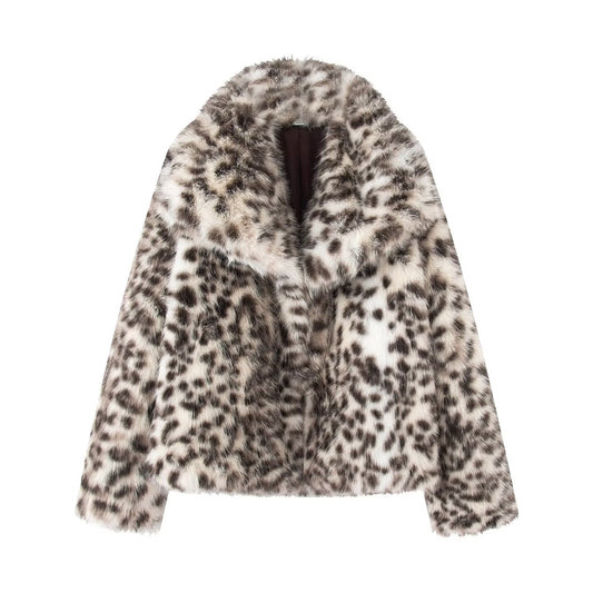 Women's new animal striped faux fur effect jacket Coat