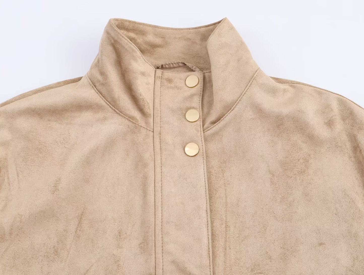 Women's new fashion anti suede effect stand collar jacket Coat
