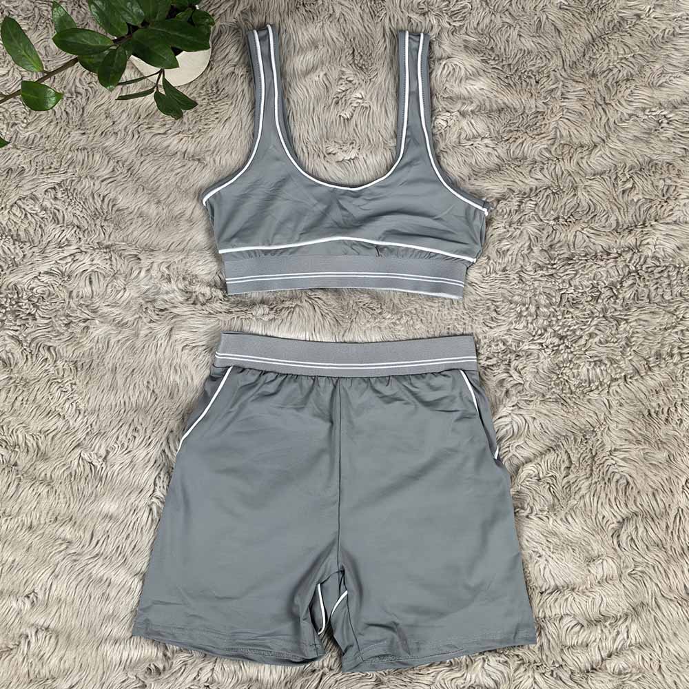 Women's new high-elastic, high-waist hip-lifting shorts vest fitness suit