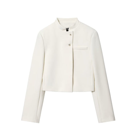 Women's new fashion short single breasted stand collar suit jacket