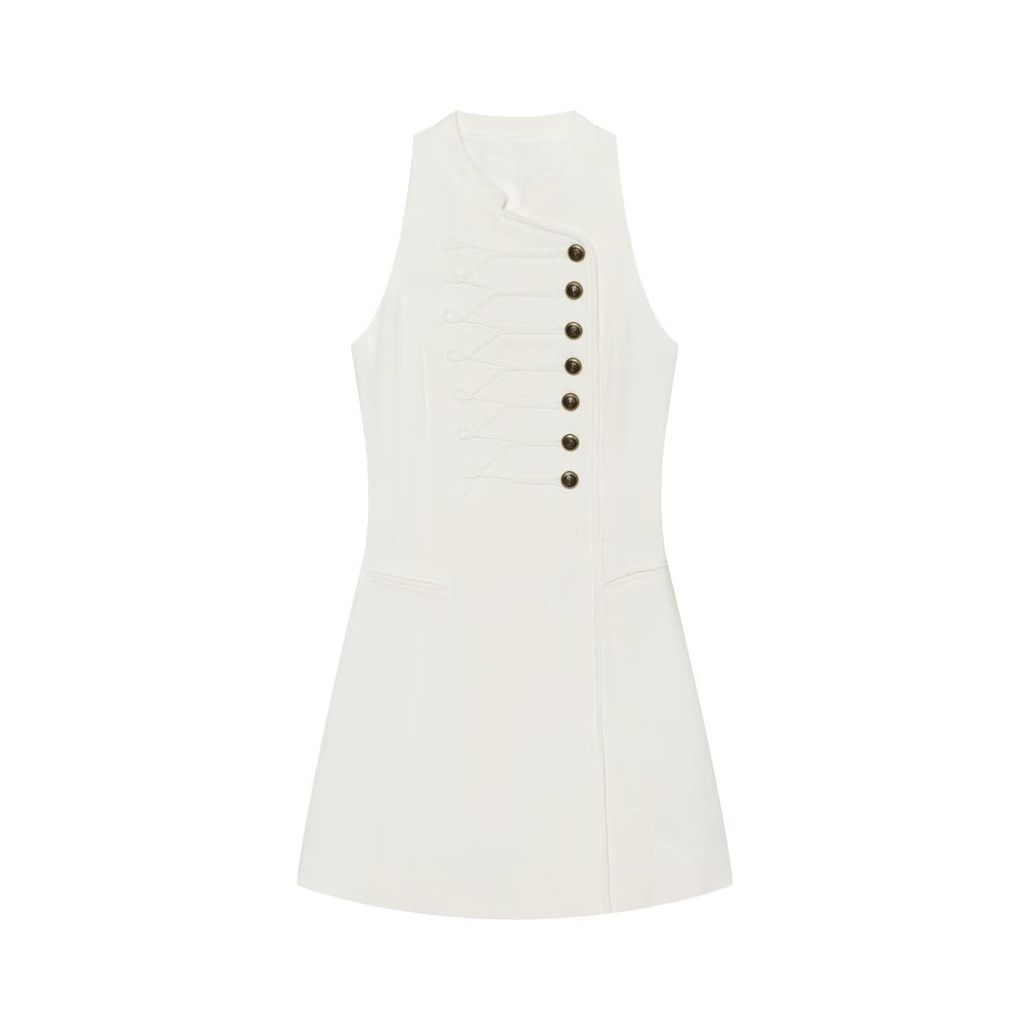 Women's rope knot buckle decoration sleeveless dress