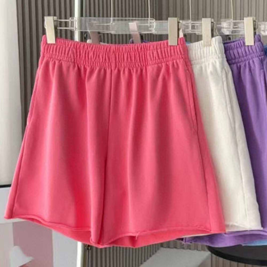 Women's new hem and burr casual washed cotton cropped shorts