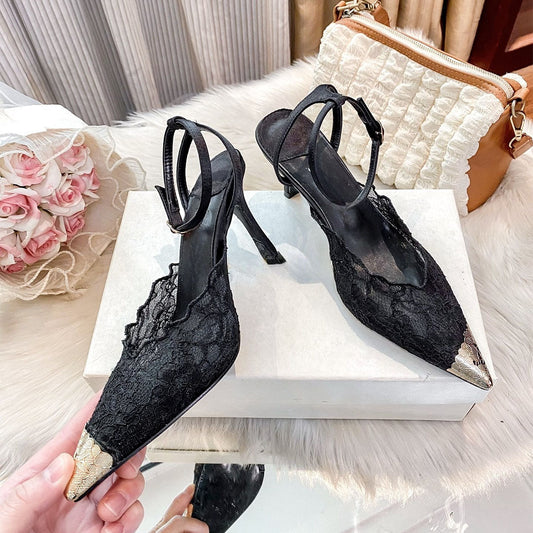 2026 women's new pointed lace high heels
