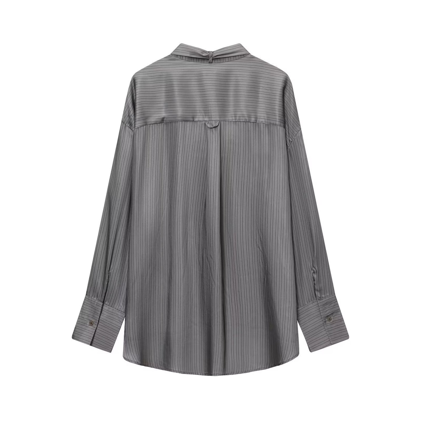 Women's new bow decoration casual striped shirt