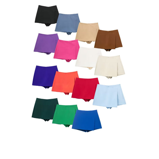 Women's multicolored casual asymmetric culottes