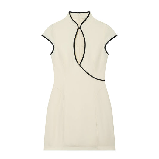 Women's contrasting color trimmed mini dress