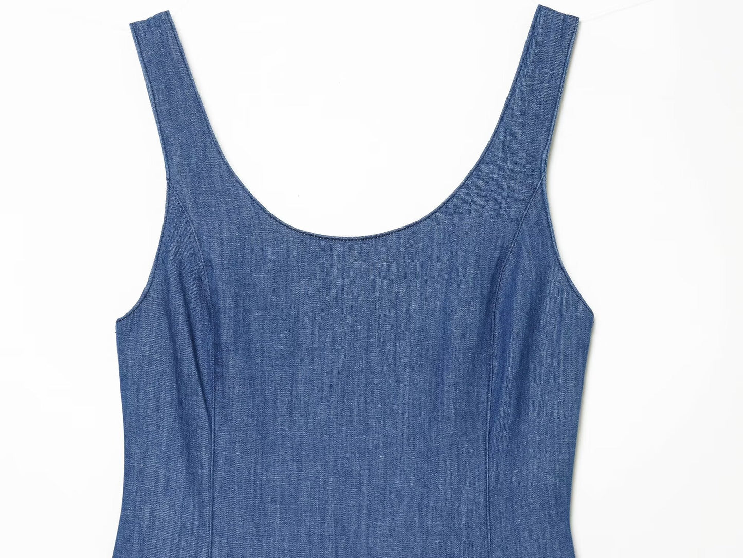 Women's cape style hem sleeveless denim dress