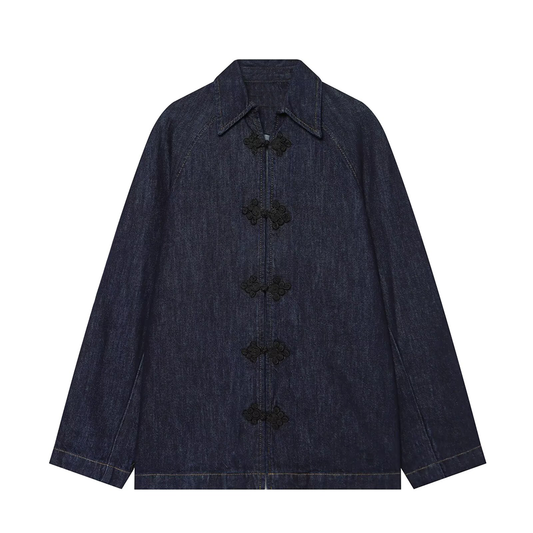 Women's rope knot decorative denim Coat