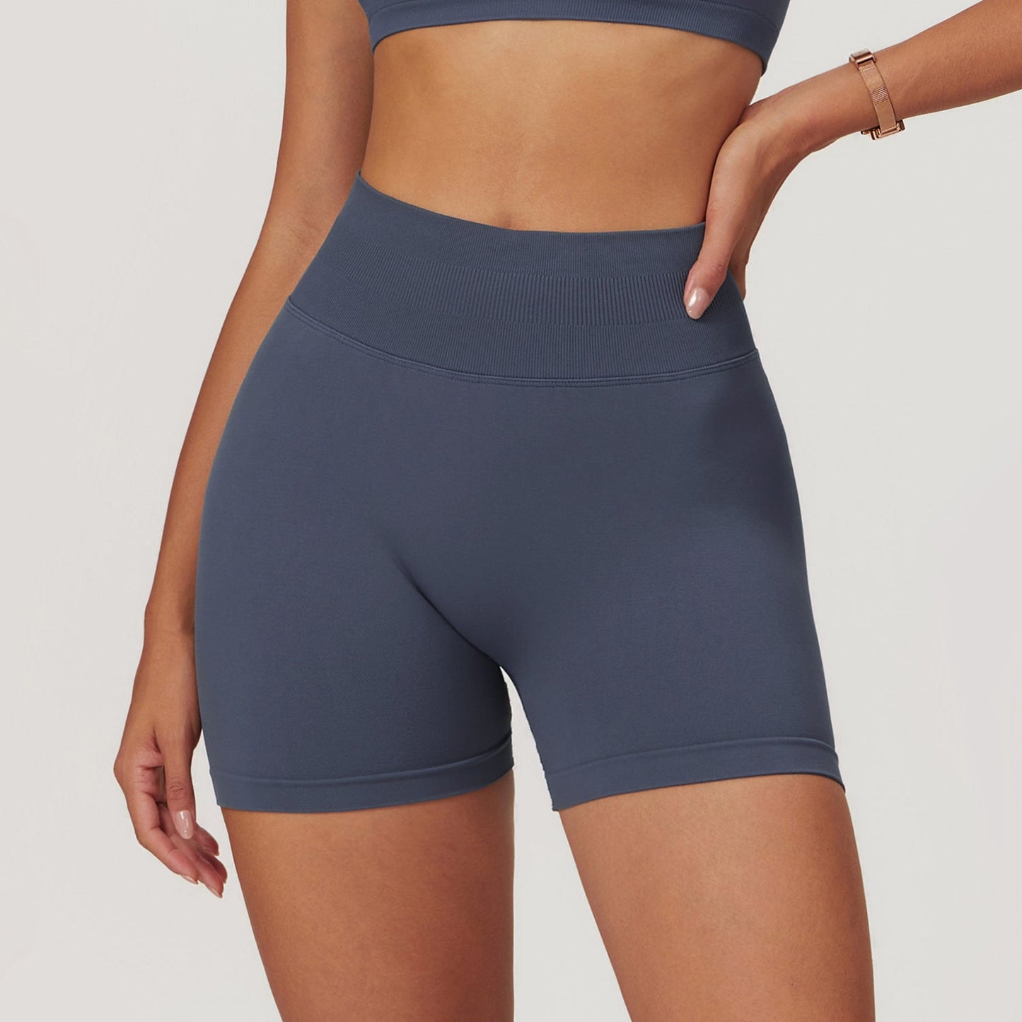 Women's New Fashion Seamless Yoga Breathable Sports Vest Seamless High Waist Yoga Shorts