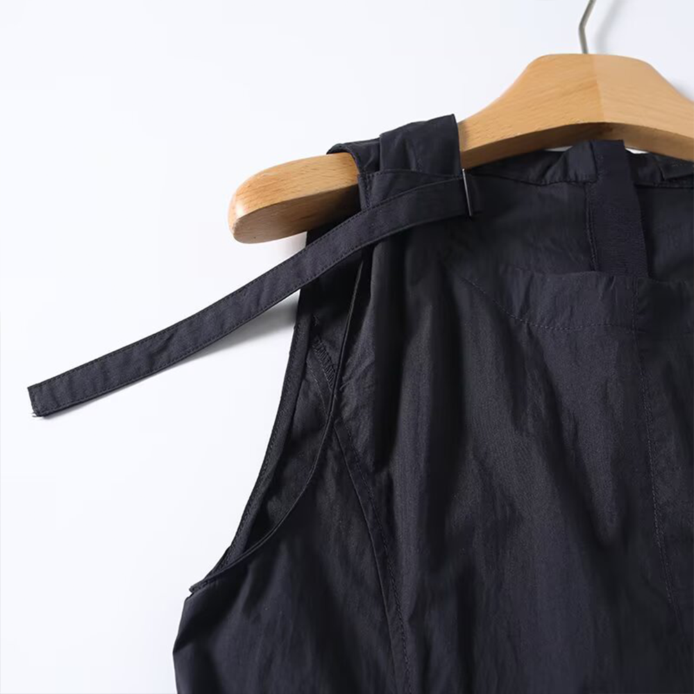 Women's adjustable shoulder strap draped MIDI dress
