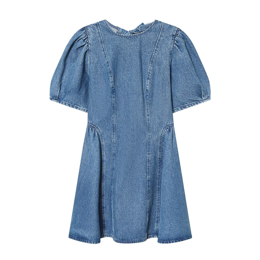 Women's flared skirt hem backless denim dress