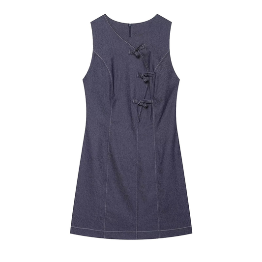 Women's rope knot buckle decoration mini dress