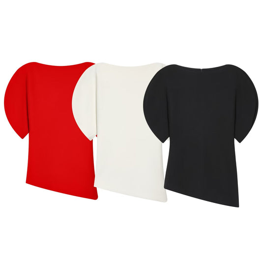 Women's Bubble Short Sleeve Asymmetric Top