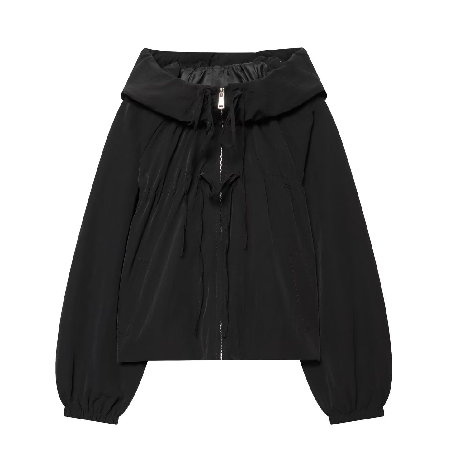 2026 Women's bow decoration nylon hooded Coat
