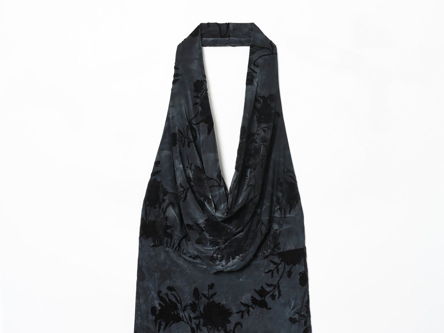 Women's New Flocking Printed Hanging Neck Midi Dress