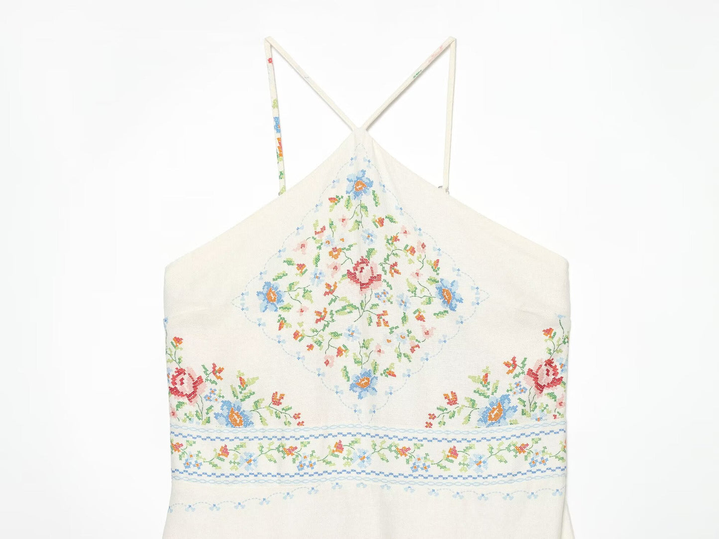 Women's linen blend printed MIDI dress