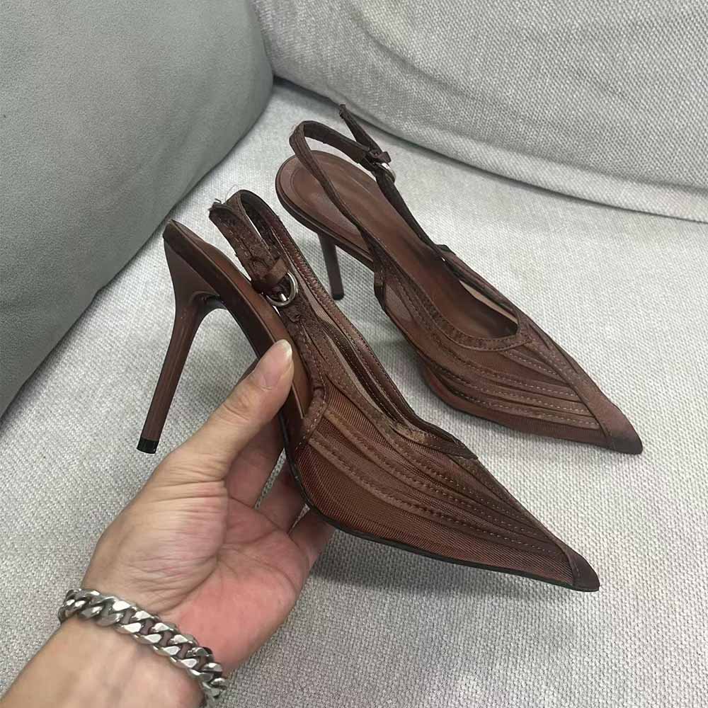 Women's new fashion mesh breathable pointed stiletto heels
