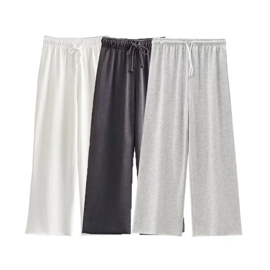 Women's 2024 New Fashion Wash Effect Loose Casual Flannel Jogging Pants Retro Elastic Waist Drawstring Women's Pants Mujer
