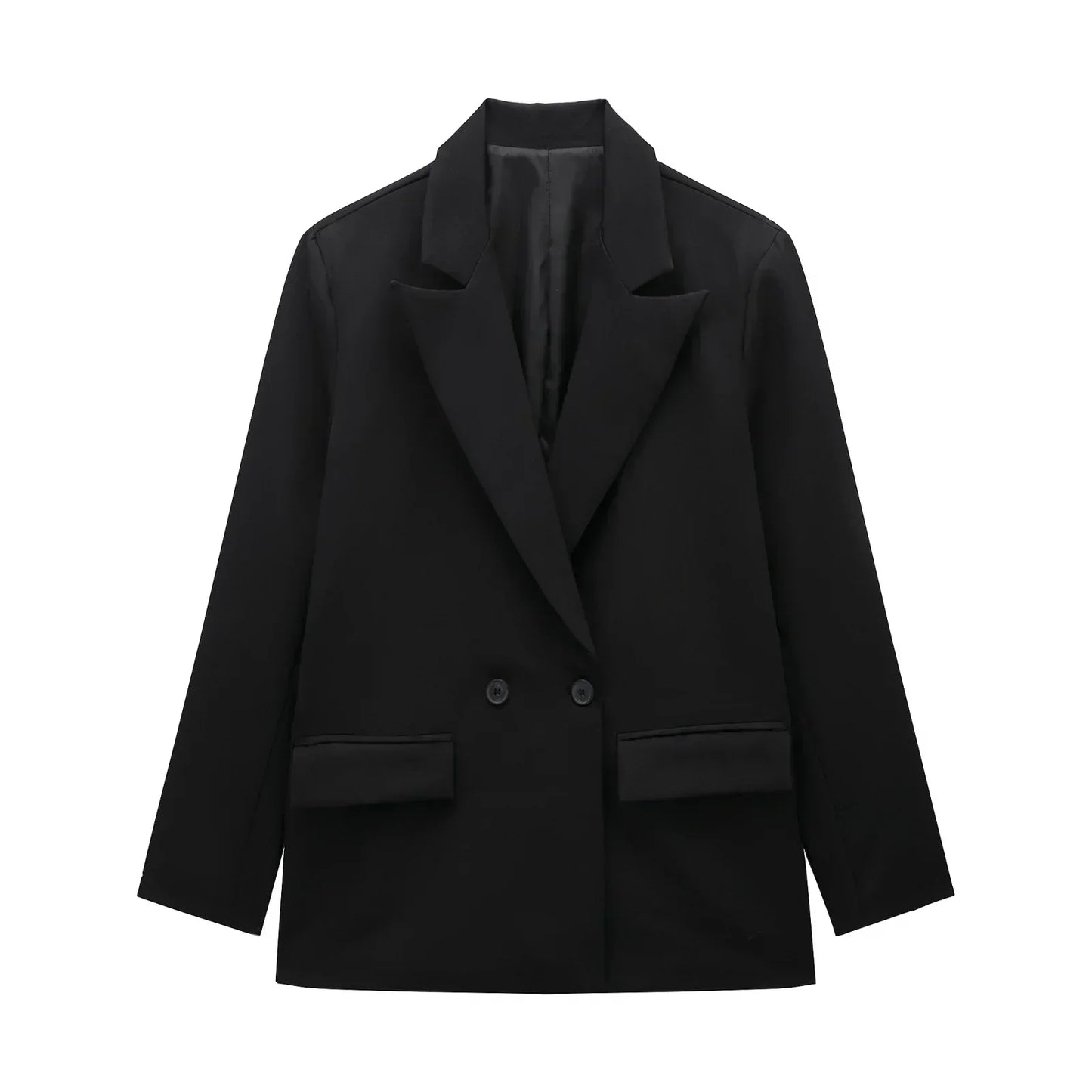 Women's New Fashion Flip Pocket Decoration Multi color Casual Double breasted Suit Coat Retro Long sleeved Women's Coat Chic Top