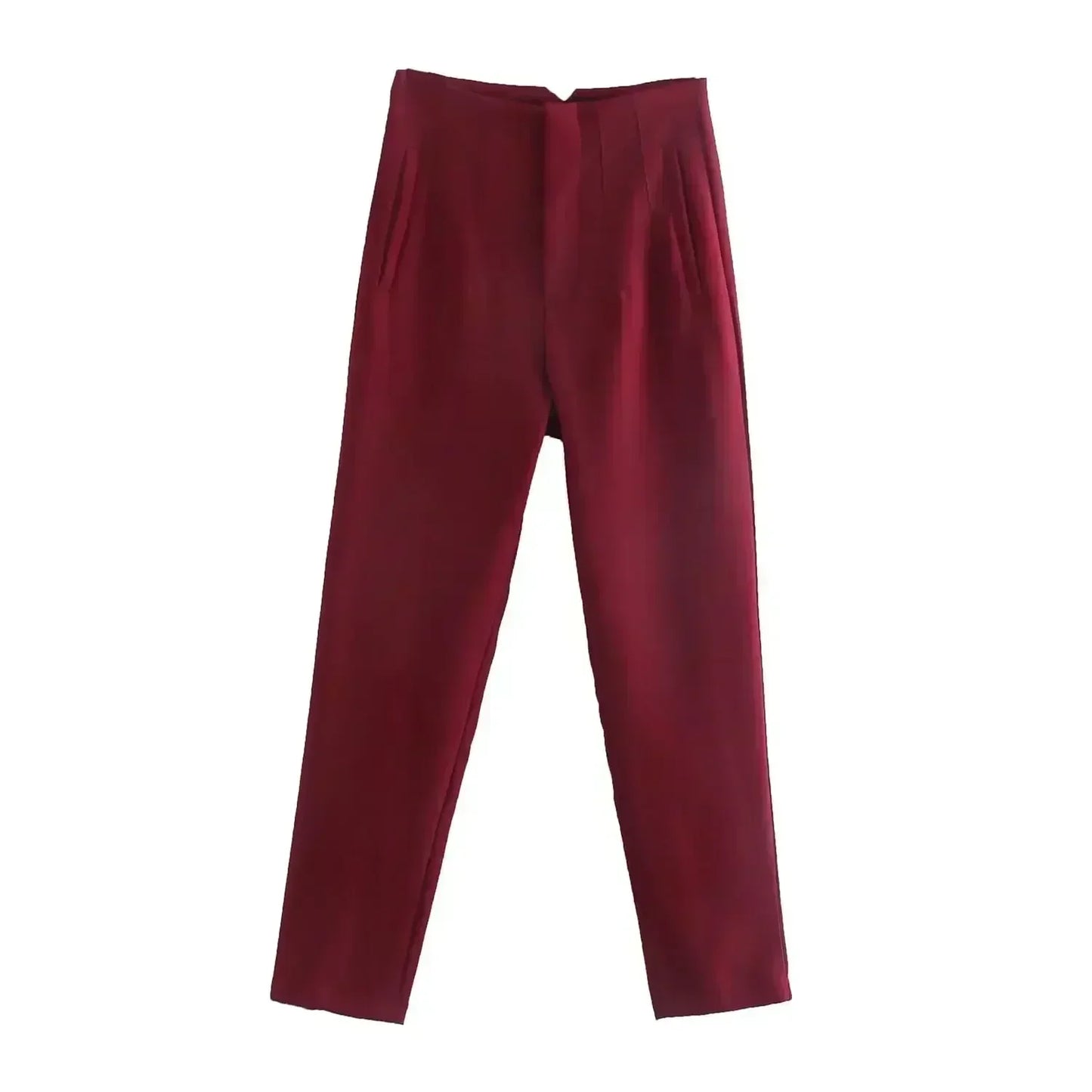 Women's Summer New Chic Fashion Side Pocket Decoration Casual Striped Pants Retro High Rope Zipper Women's Ankle Pants Mujer