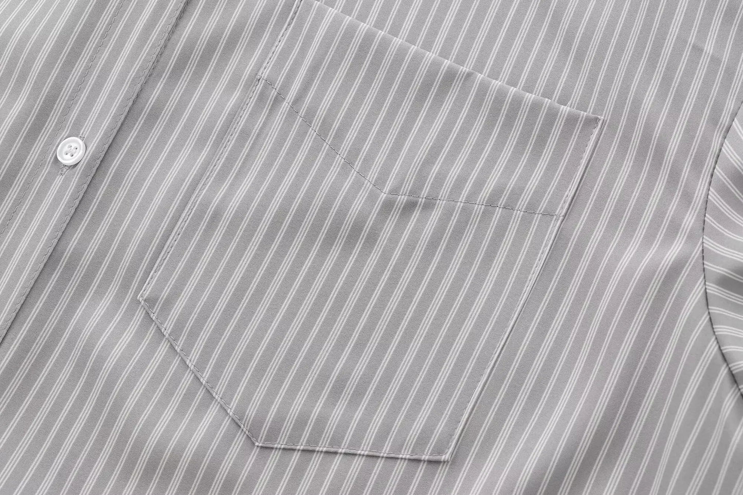 Women's new fashion pocket decoration asymmetrical shirt poplin striped shirt retro long sleeved button up Female shirt chic top