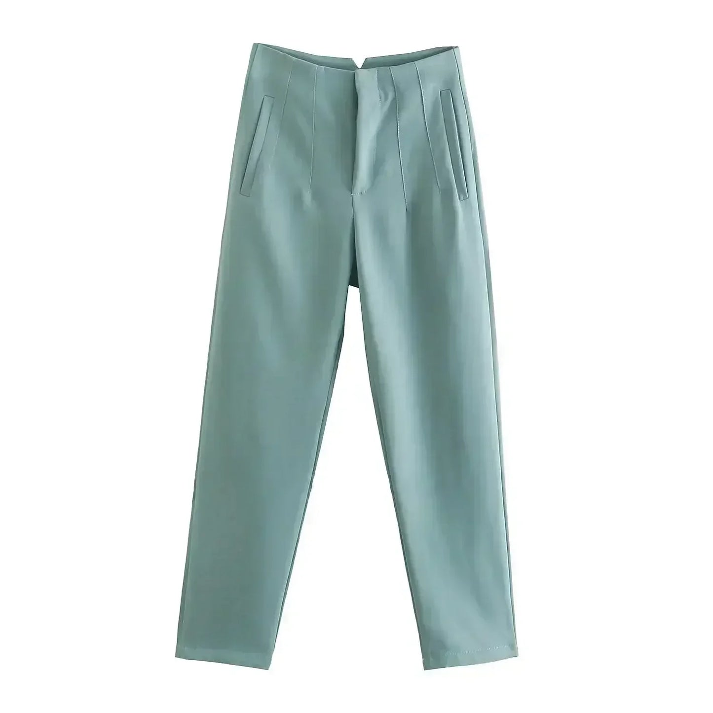Woman Pants 2023 Chic Fashion Office Wear Pants For Women Vintage High Waist Zipper Fly Female Ankle Trousers Mujer