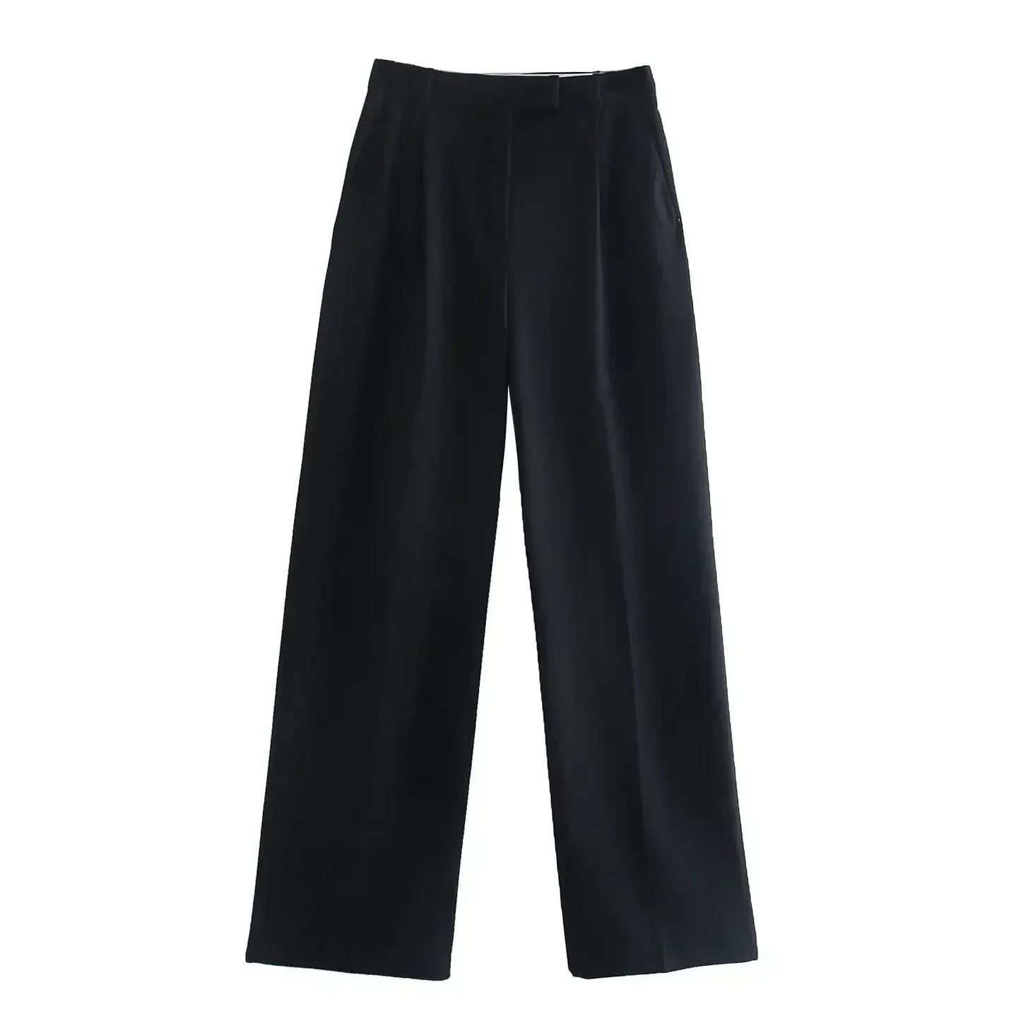 Women's 2024 New Fashion Multicolor Loose Side Pocket Casual Pleated Wide Leg Pants Retro High Waist Zipper Women's Pants