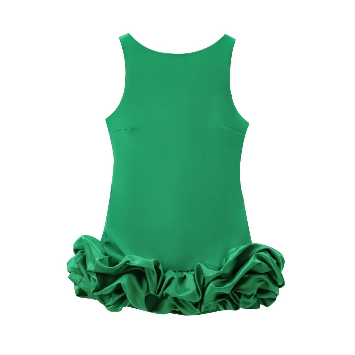 Women's new fashion layered decoration hem solid slim backless mini dress retro sleeveless Wide Straps women's dress Mujer