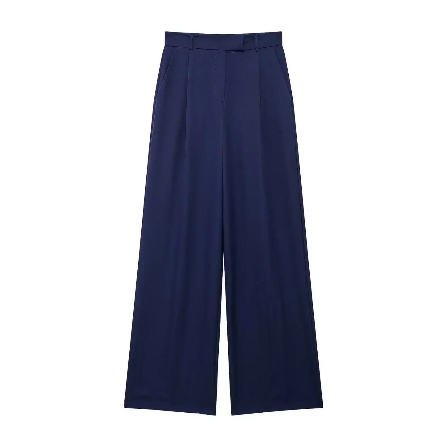 Women's 2024 New Fashion Multicolor Loose Side Pocket Casual Pleated Wide Leg Pants Retro High Waist Zipper Women's Pants