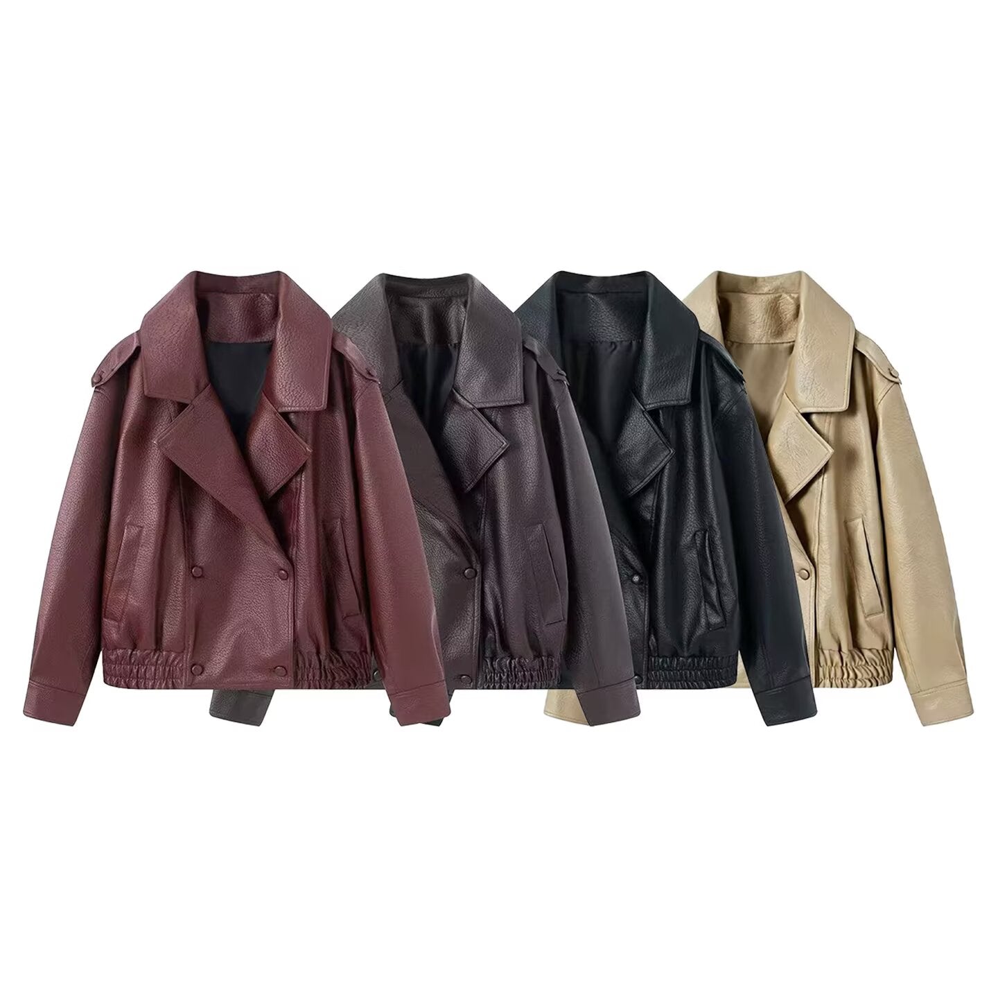 Women's loose versatile Faux Leather jacket Coat