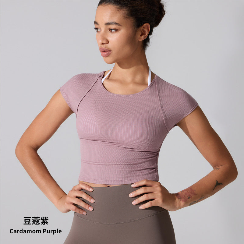 Women's new breathable slim fitness yoga short sleeve T-shirt