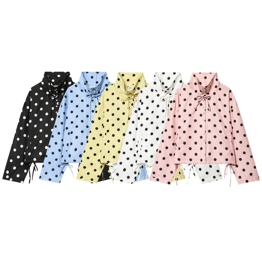 Women's bow decoration polka dot Coat
