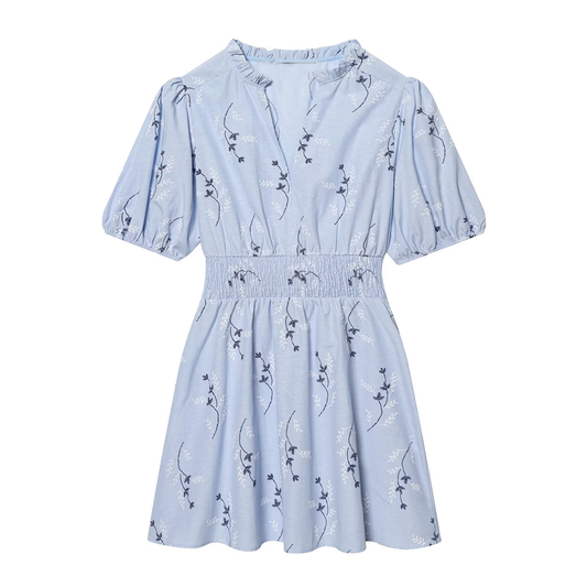 Women's pressed glue embroidered printed dress