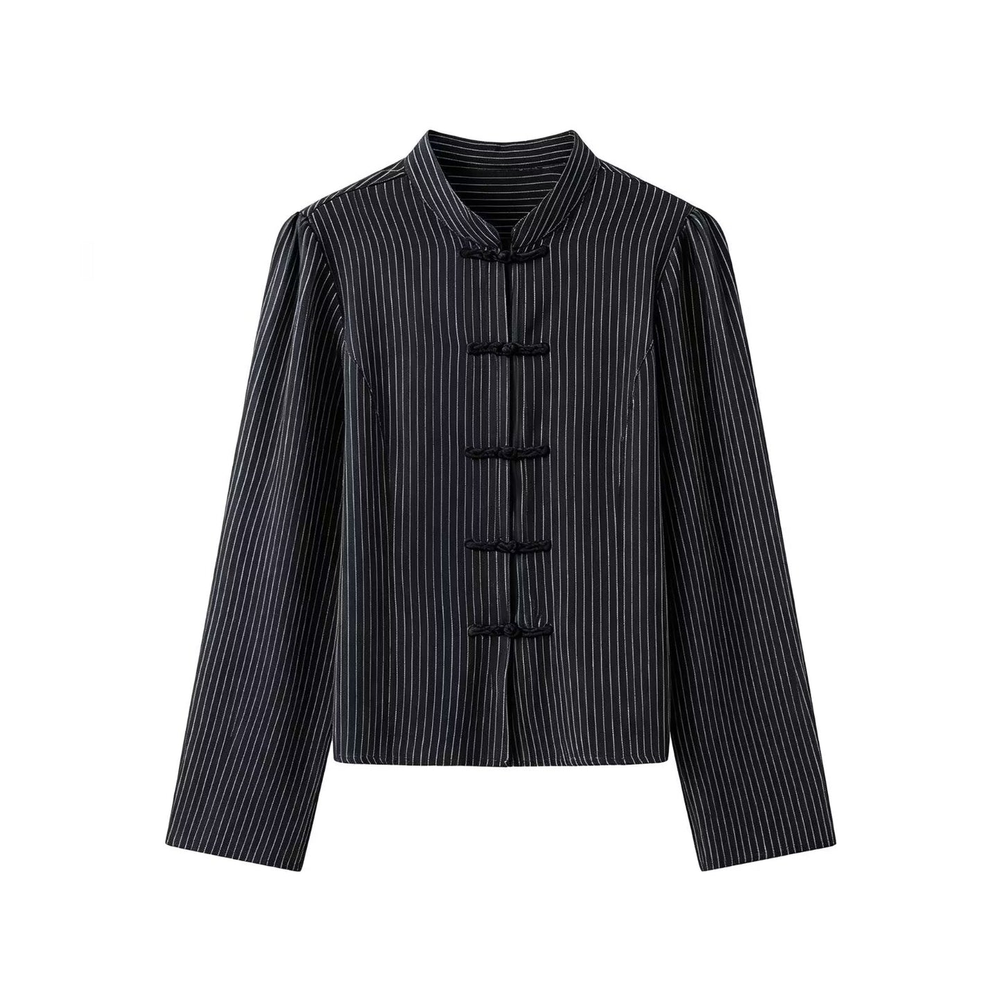Women's O Neck striped rope button shirt