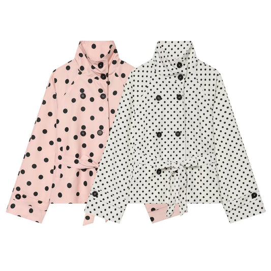 Women's standing collar polka dot windbreaker Coat