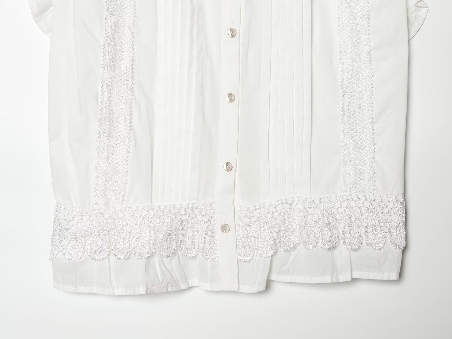 Women's vertical lace decoration sleeveless shirt