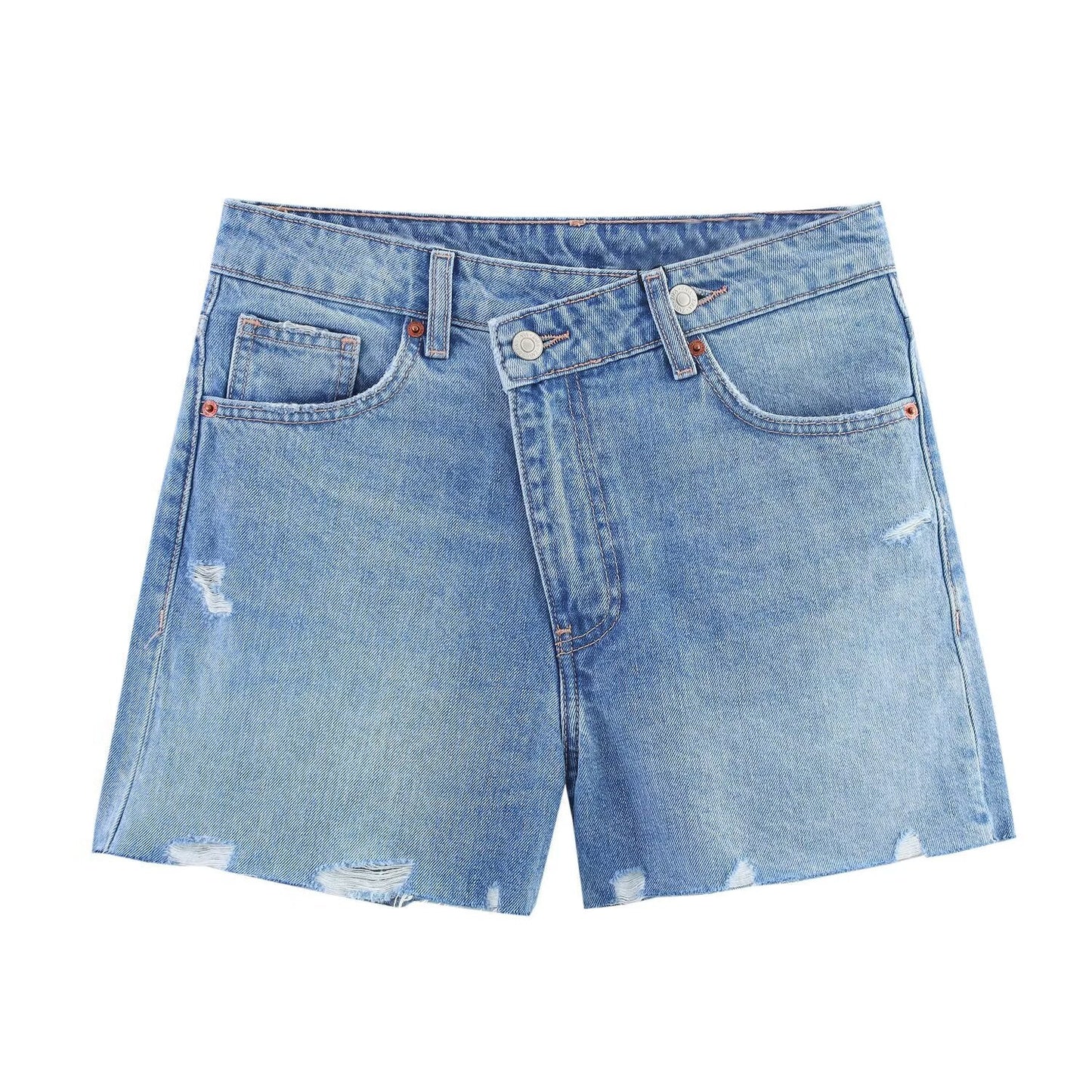 Women's new fashion cross waist design casual denim shorts