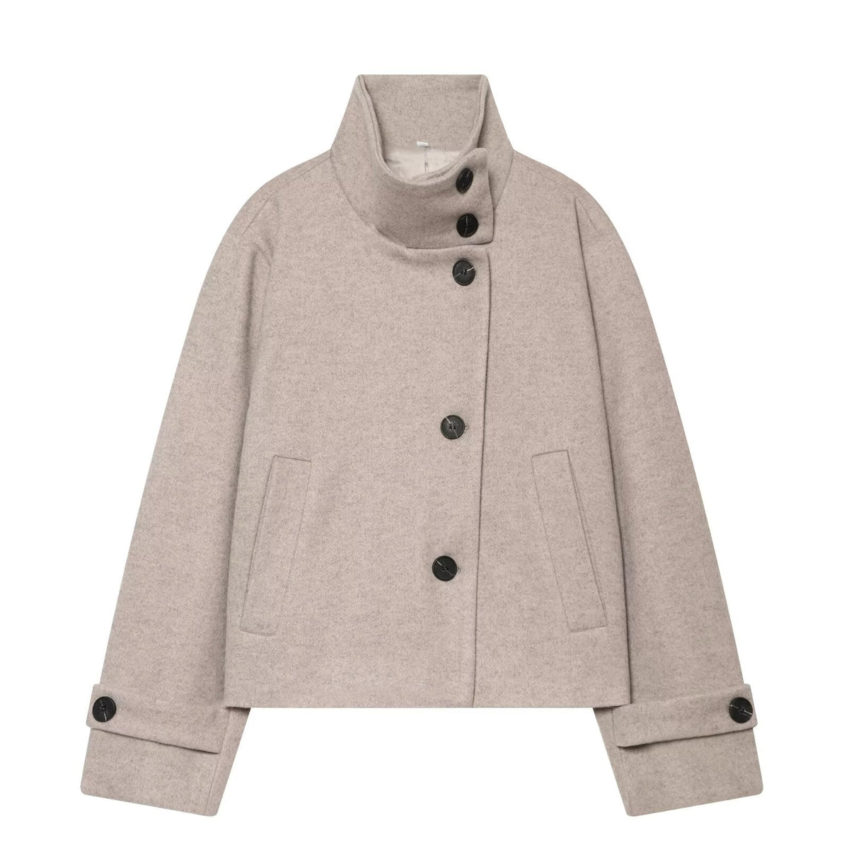 Women's standing collar short single breasted coat