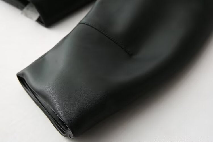 Women's short PU leather jacket Coat