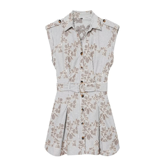 Women's Embroidered Bead Belt Mini Dress