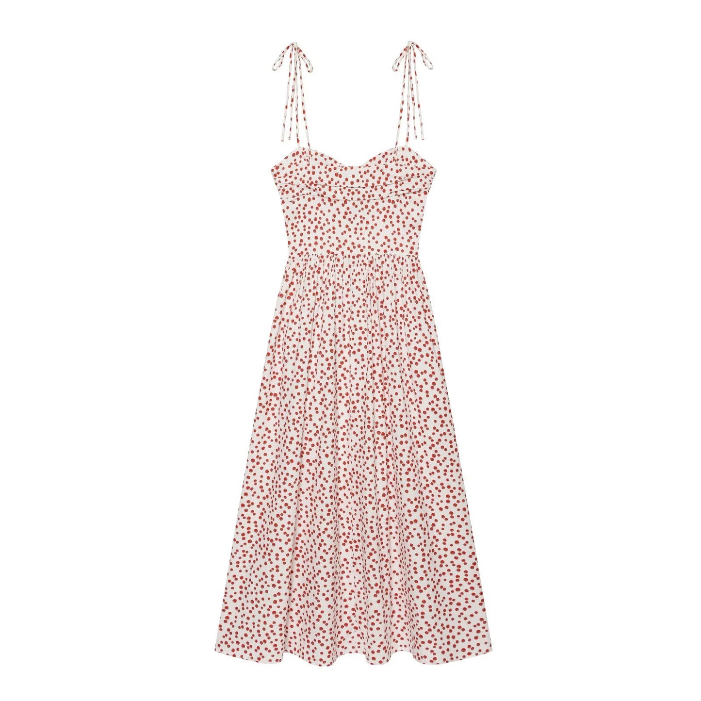 Women's printed poplin suspender dress