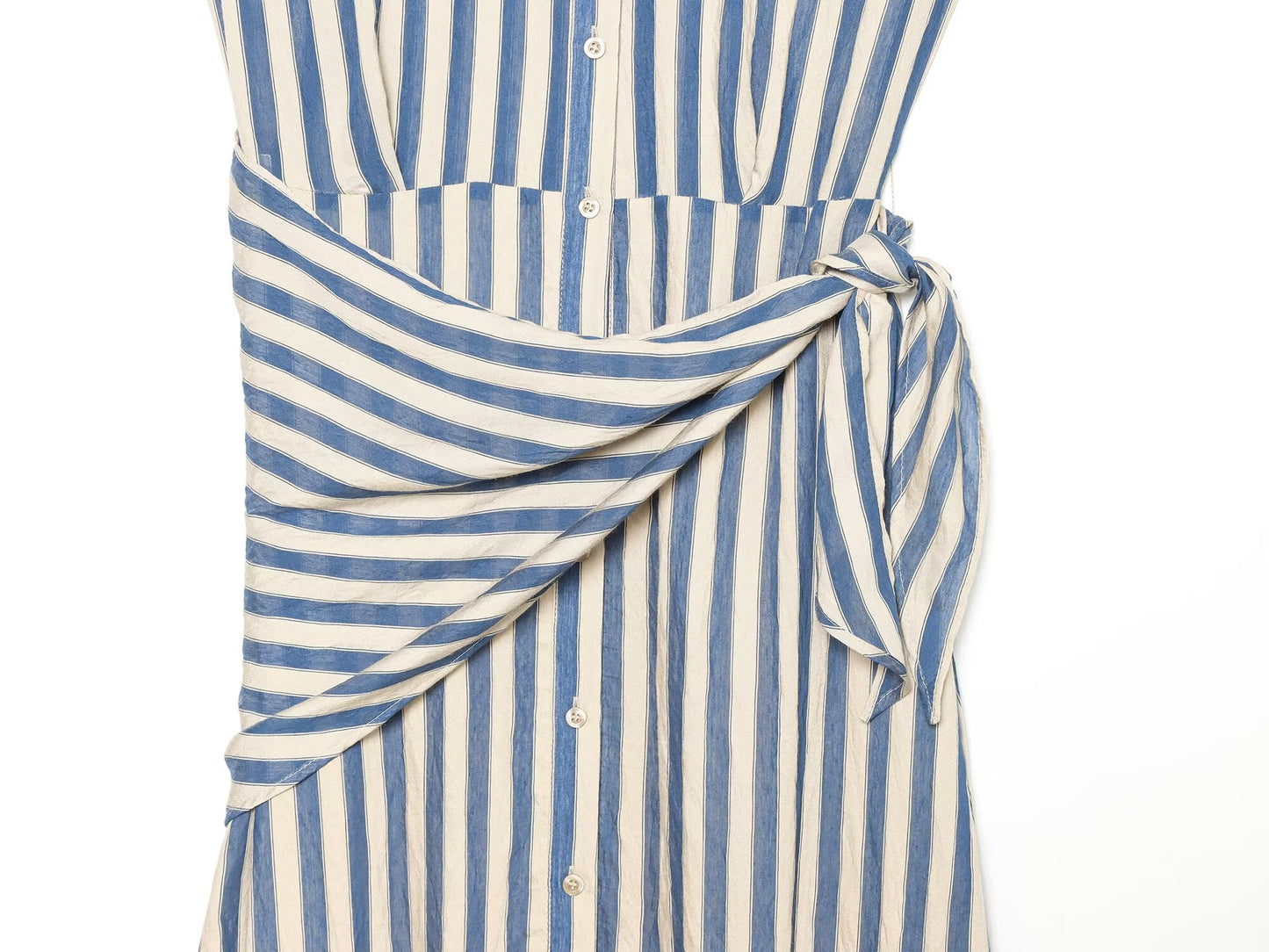 Women's detachable waist design striped dress