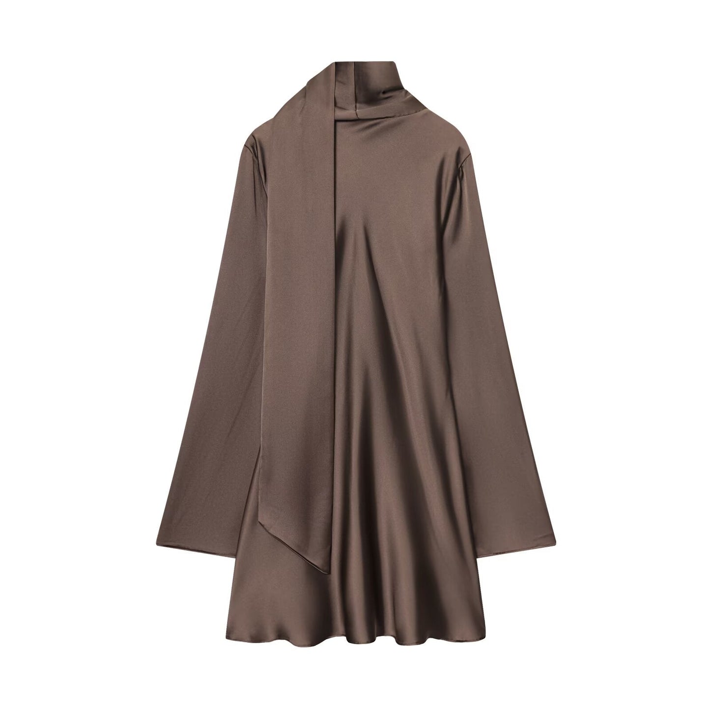 Women's new scarf decoration satin texture mini dress