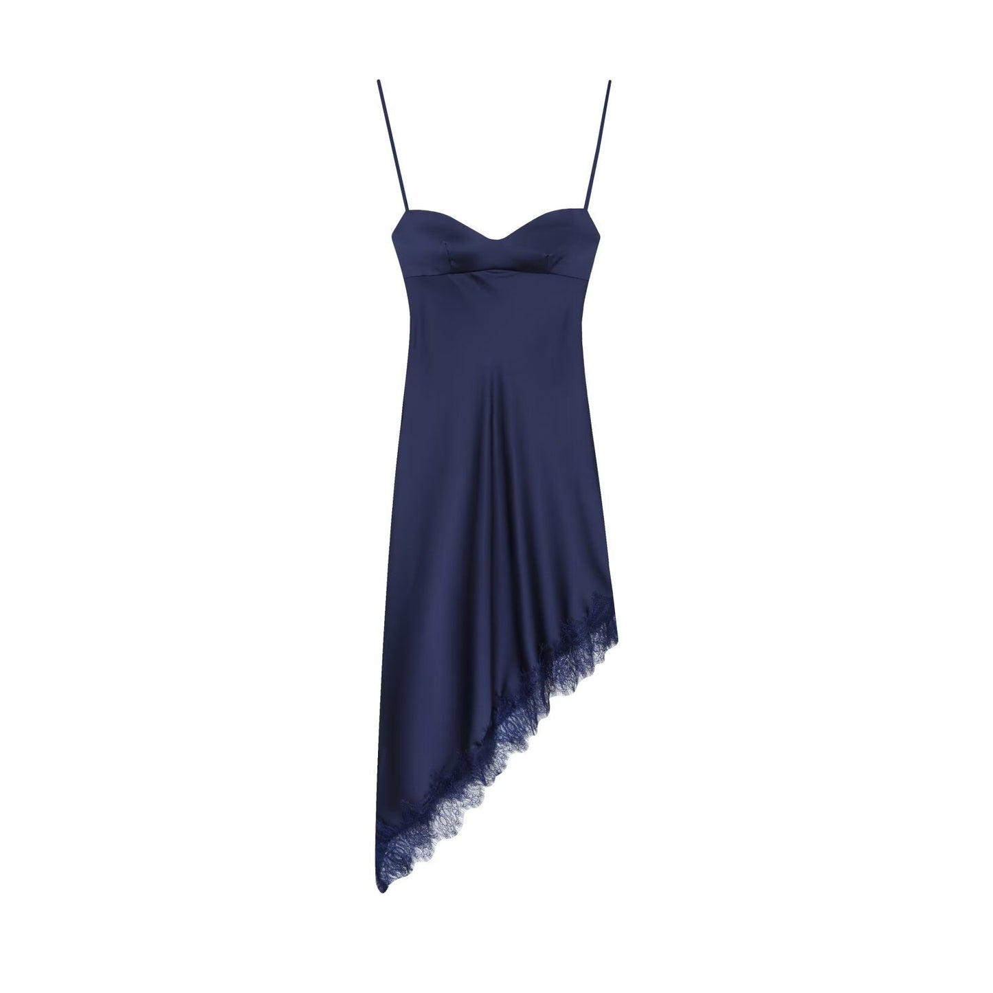 Women's Lace Satin Texture suspender Midi Dress