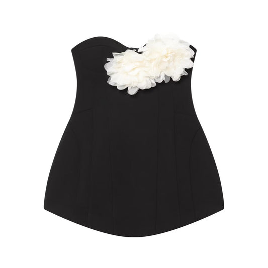 Women's floral decoration strapless mini dress