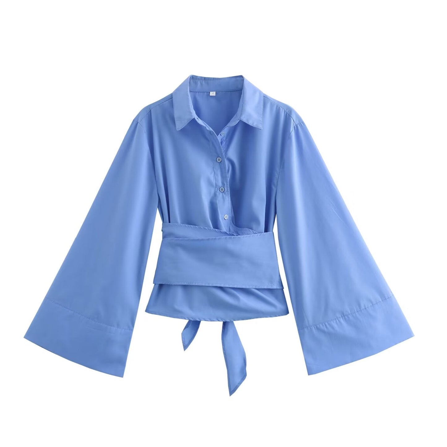 Women's bow decoration casual poplin shirt