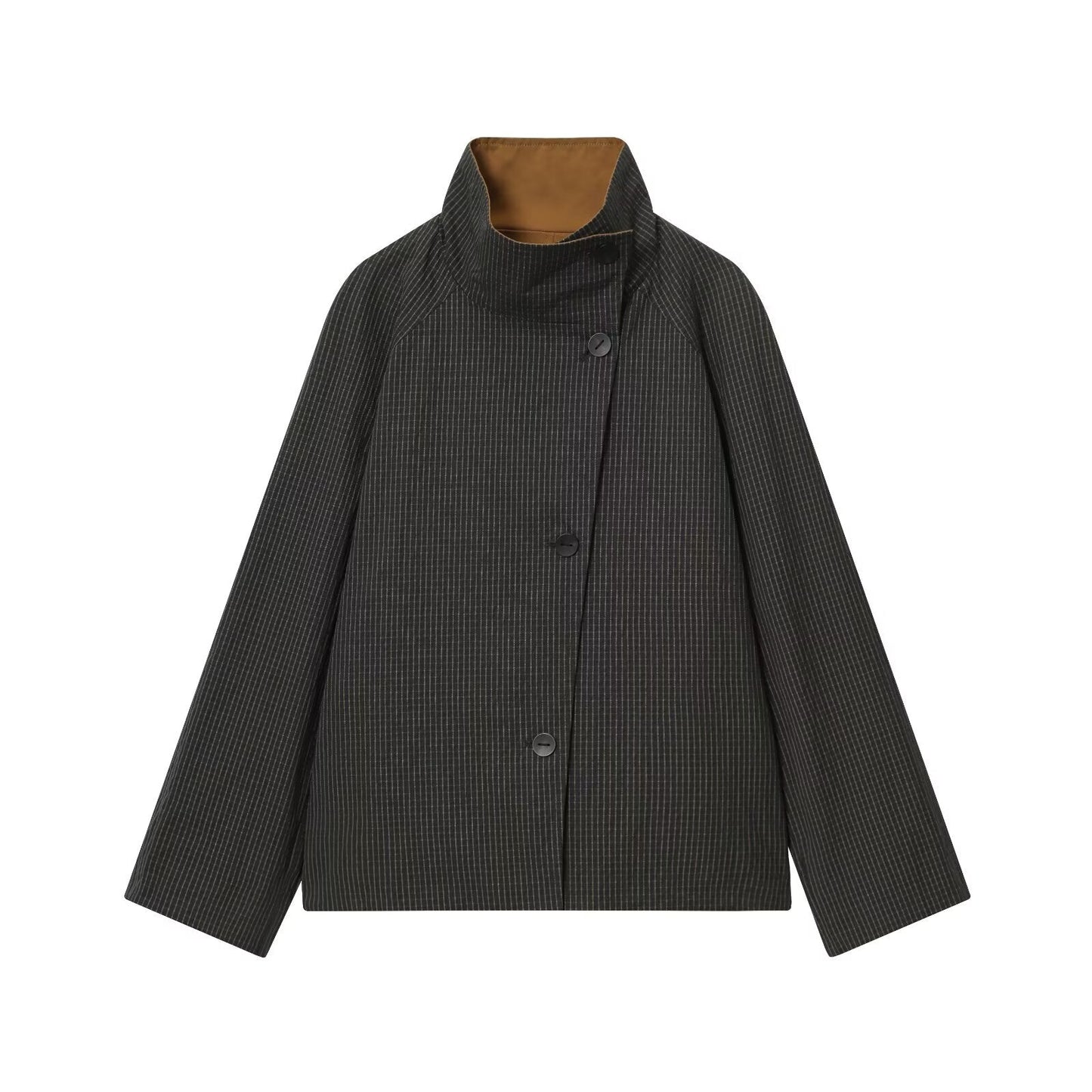Women's new fashion short double-sided wear plaid windbreaker Coat
