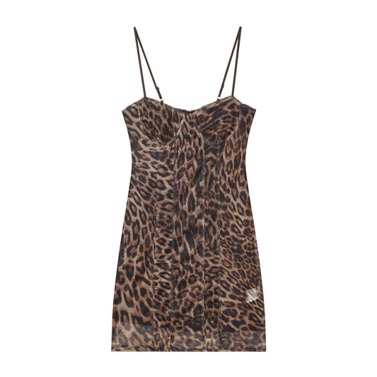 Women's animal print tight corset style tulle dress
