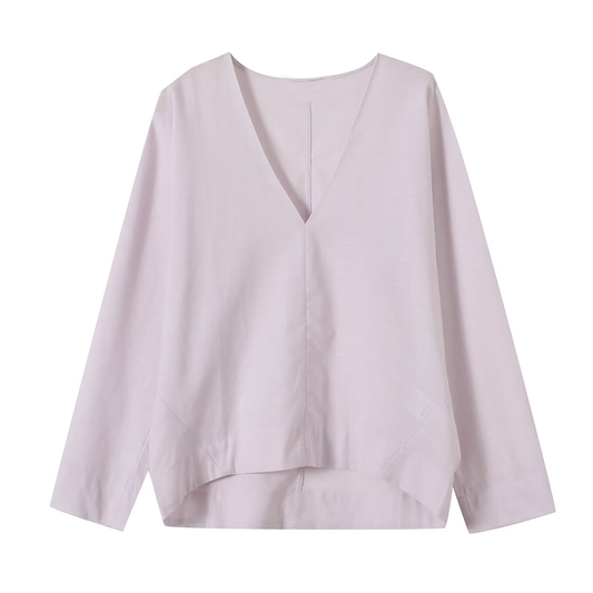 Women's loose V-neck linen blend cover shirt